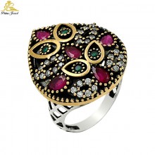 Gümüş Otantik Taşlı Yüzük